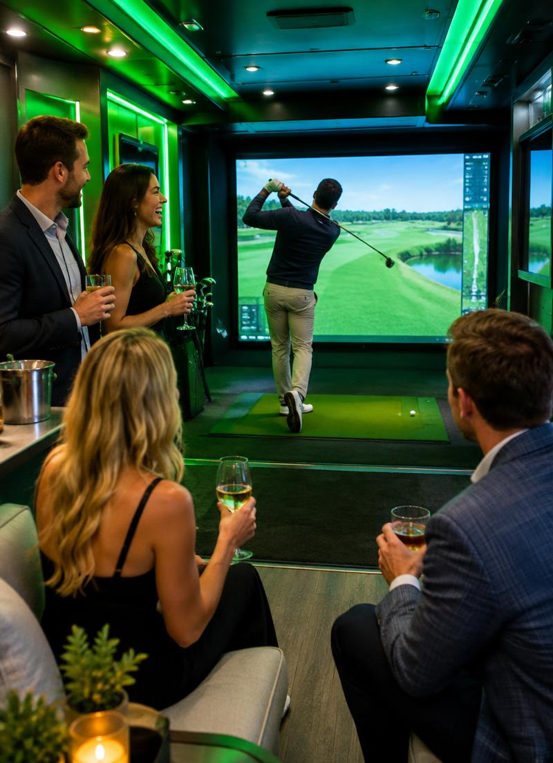 Guests enjoying golf at a party